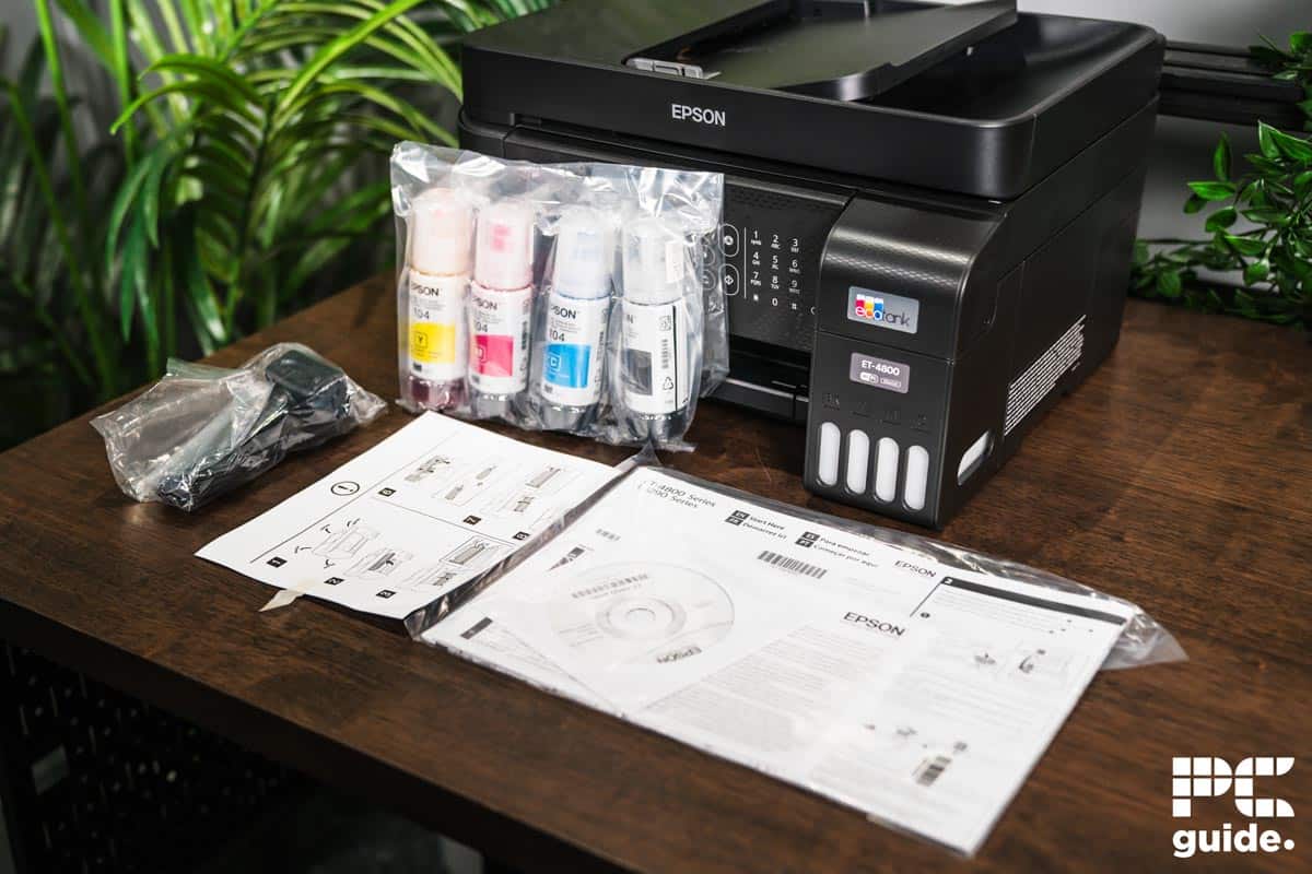 Epson EcoTank ET-4800 box contents, Image by PC Guide