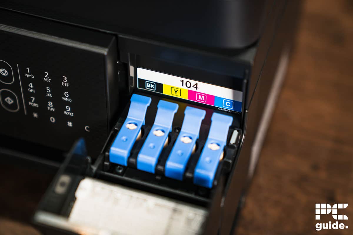 Epson EcoTank ET-4800 ink tank lids, Image by PC Guide