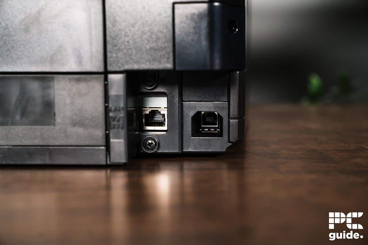 Epson Expression Premium XP-7100 power and ethernet, Image by PC Guide