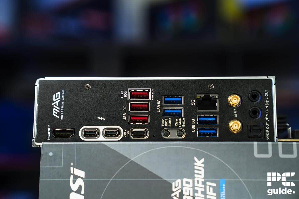MSI MAG Z890 Tomahawk WiFi rear IO, Image by PC Guide
