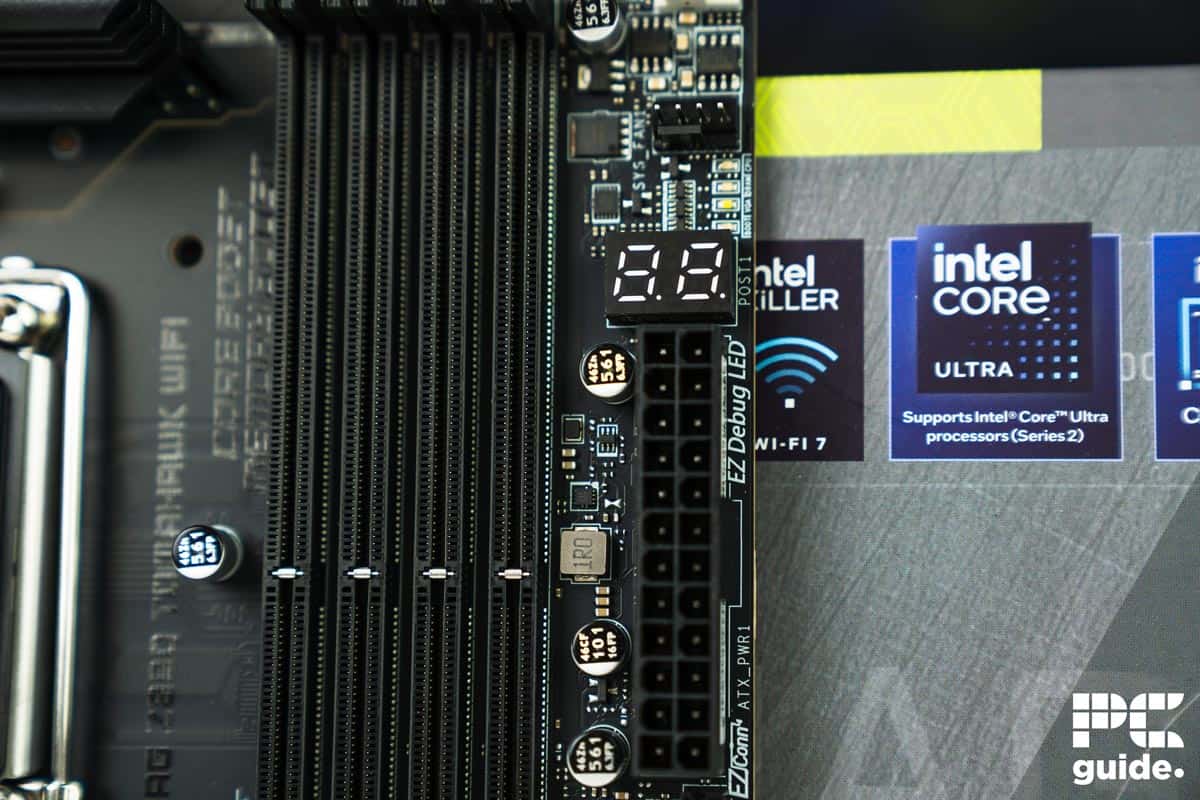 MSI MAG Z890 Tomahawk WiFi segment display, Image by PC Guide