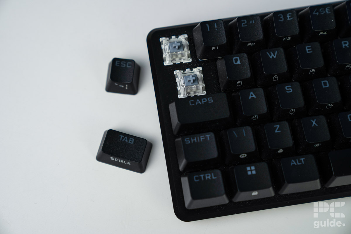 Corsair K65 Pro Mini keycaps and switches, Image by PC Guide