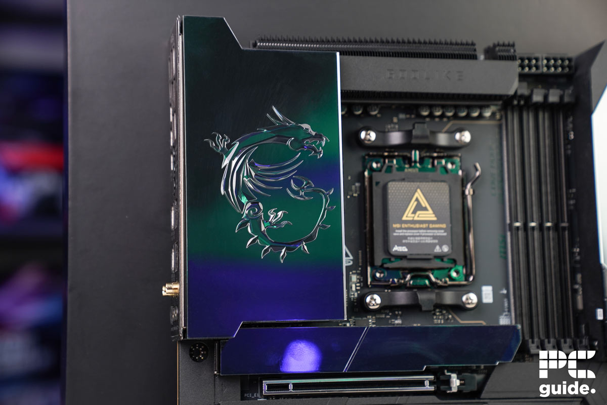MSI MEG X870E Godlike IO cover, Image by PC Guide