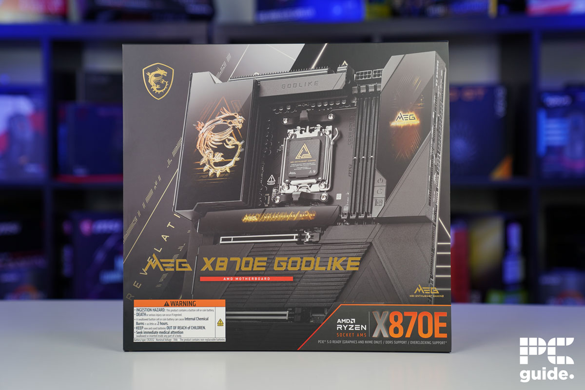 MSI MEG X870E Godlike outer sleeve, Image by PC Guide