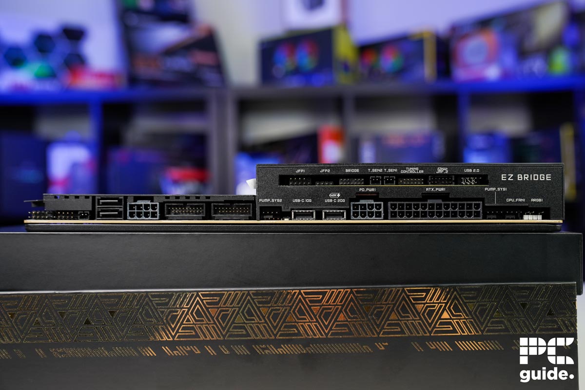 MSI MEG X870E Godlike right side internal connectors, Image by PC Guide