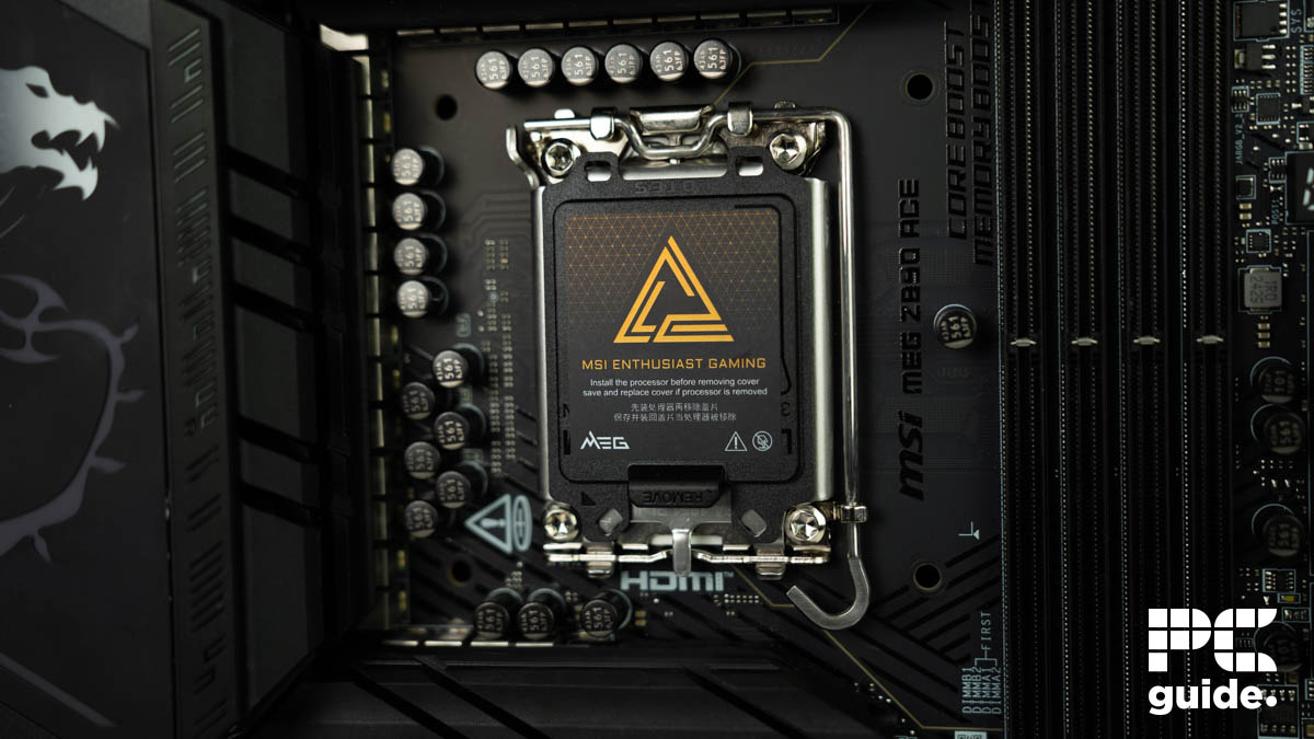 MSI MEG Z890 ACE CPU socket cover, Image by PC Guide
