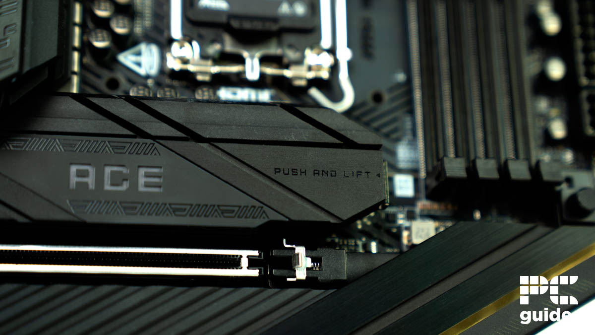 MSI MEG Z890 ACE NVMe heatsink, Image by PC Guide