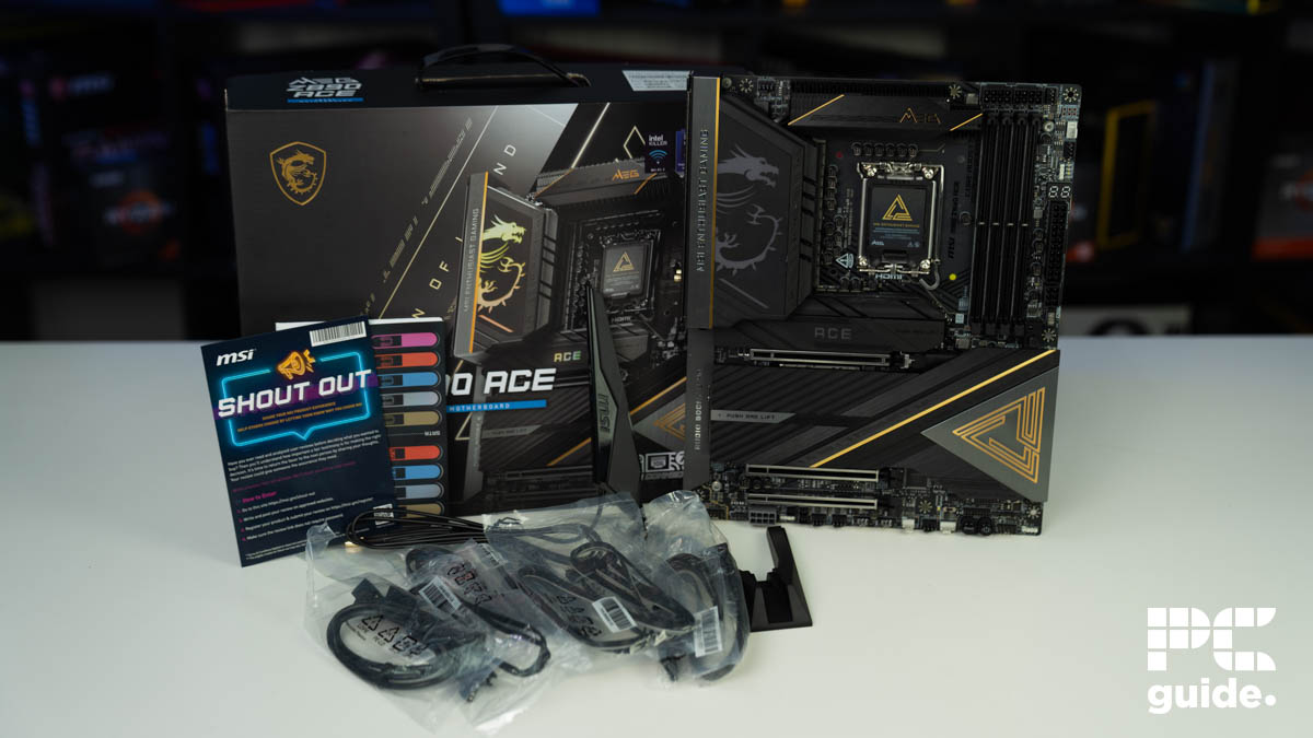 MSI MEG Z890 ACE box contents, Image by PC Guide