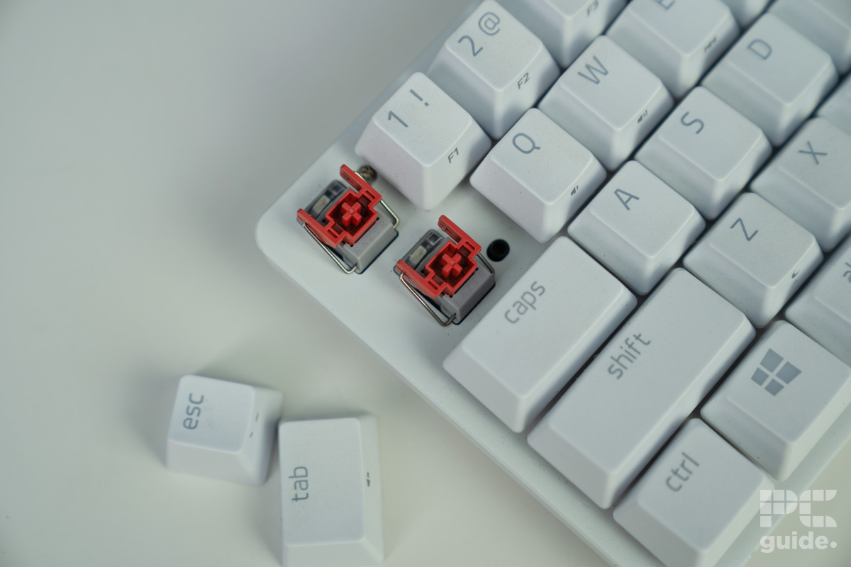 Razer Huntsman Mini Mercury switch and caps, Image by PC Guide