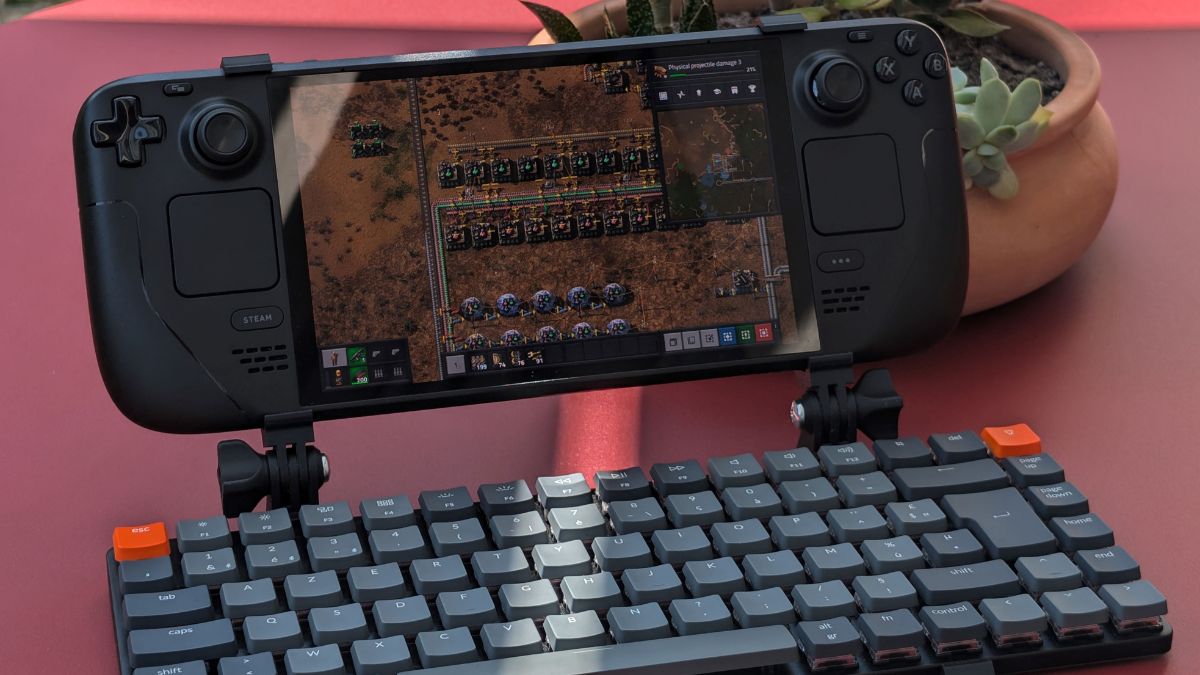 This 3D-printable Steam Deck holder is a $12.86 download and perfect for a mouse and keyboard setup