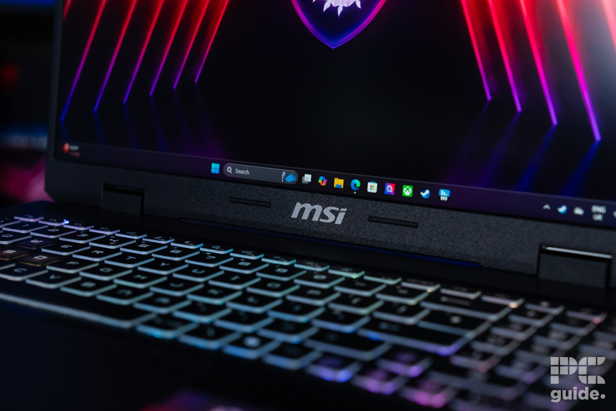 MSI Crosshair 16 HX D14V logo and keyboard, Image by PC Guide