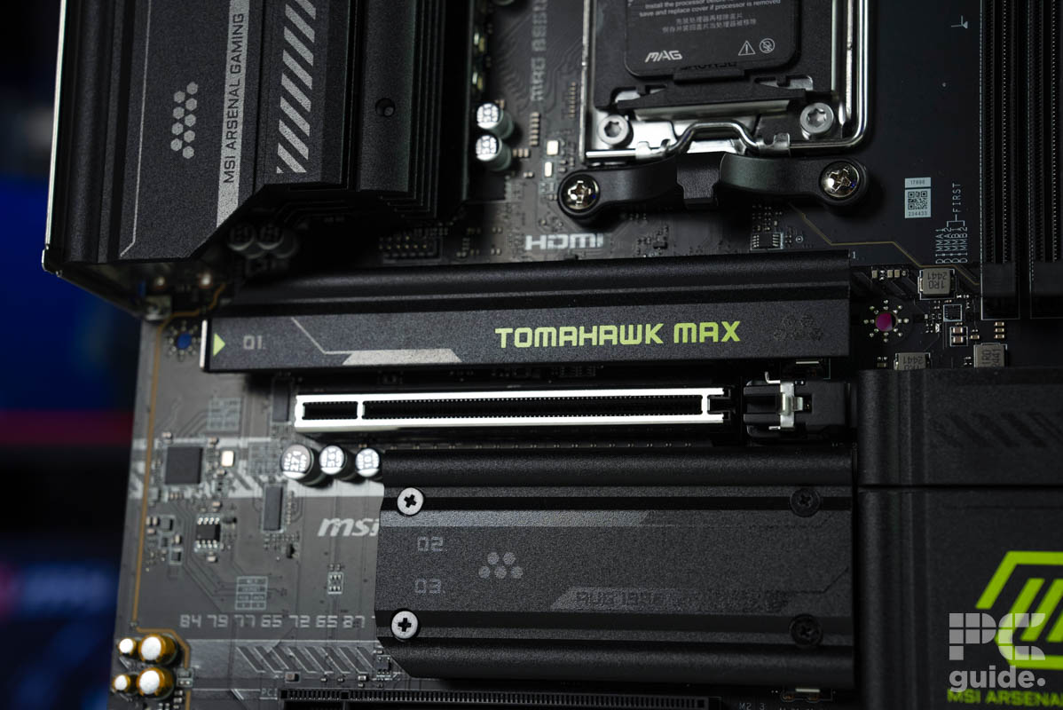 MSI MAG B850 Tomahawk Max WiFi PCIe and NVMe, Image by PC Guide