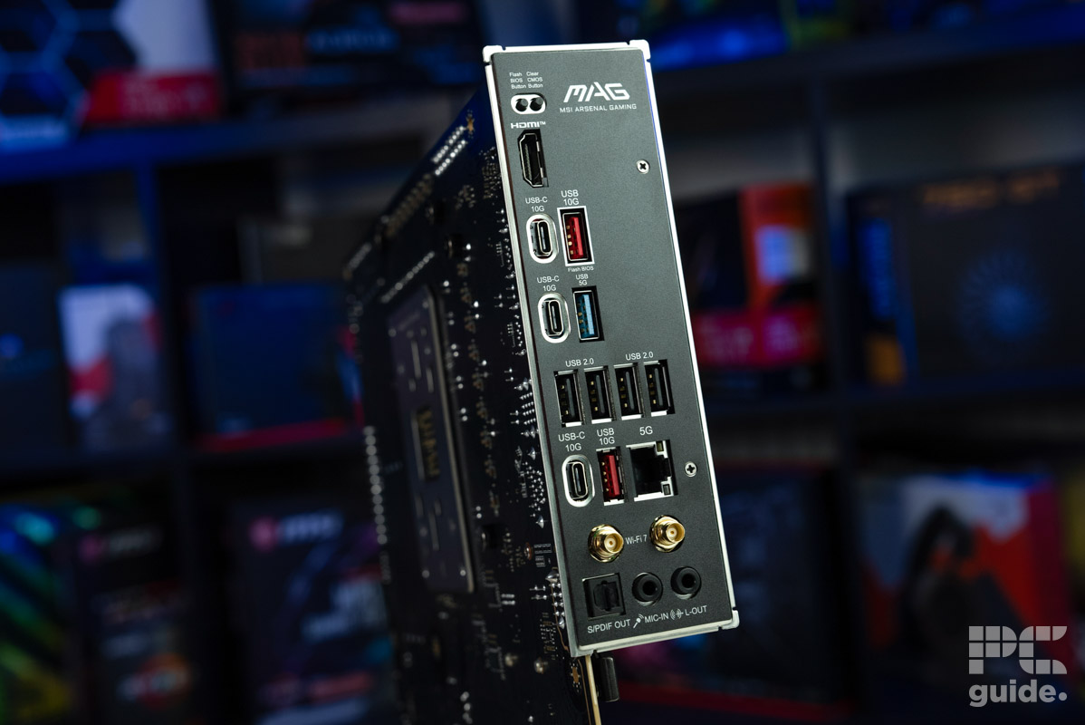 MSI MAG B850 Tomahawk Max WiFi back IO, Image by PC Guide