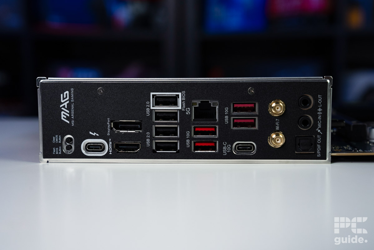 MSI MAG B860 Tomahawk WiFi IO ports, Image by PC Guide