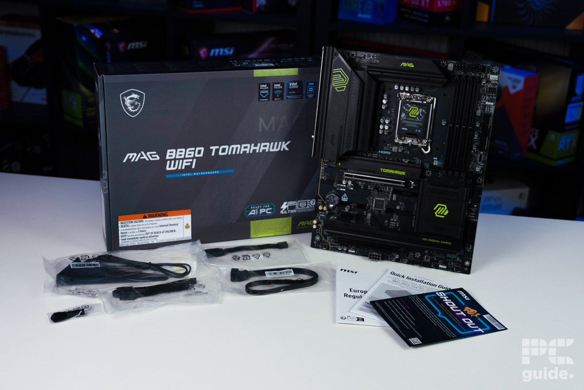 MSI MAG B860 Tomahawk WiFi box contents, Image by PC Guide
