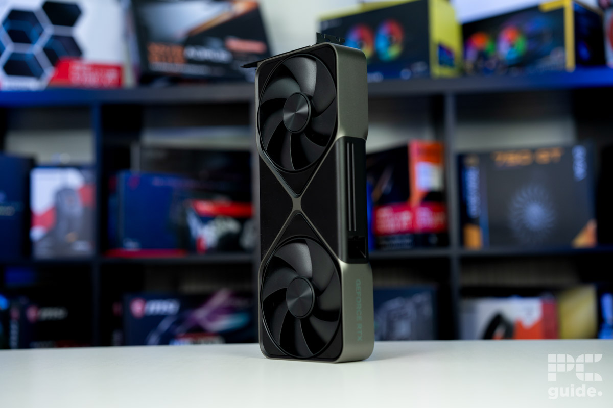 Nvidia RTX 5080 FE standing, Image by PCGuide