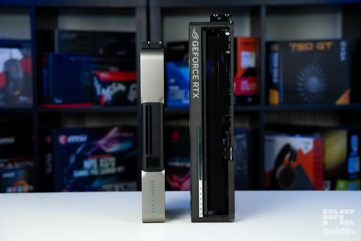 ROG Astral GeForce RTX 5080 OC and Nvidia 5080 FE side profiles, Image by PC Guide