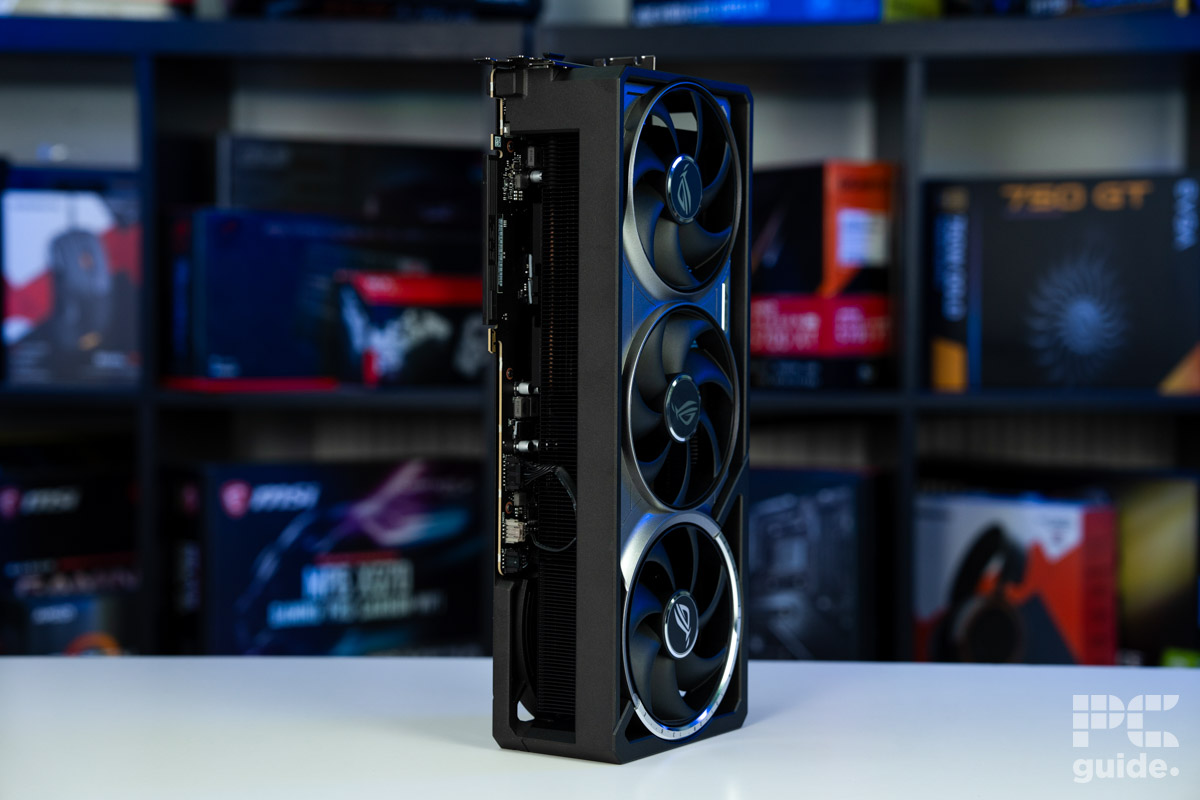 ROG Astral GeForce RTX 5080 OC standing PCIe side, Image by PC Guide