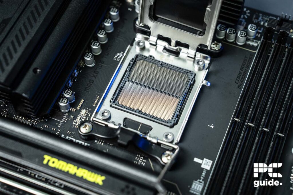 MSI MAG X870E Tomahawk WiFi CPU socket, Image by PC Guide