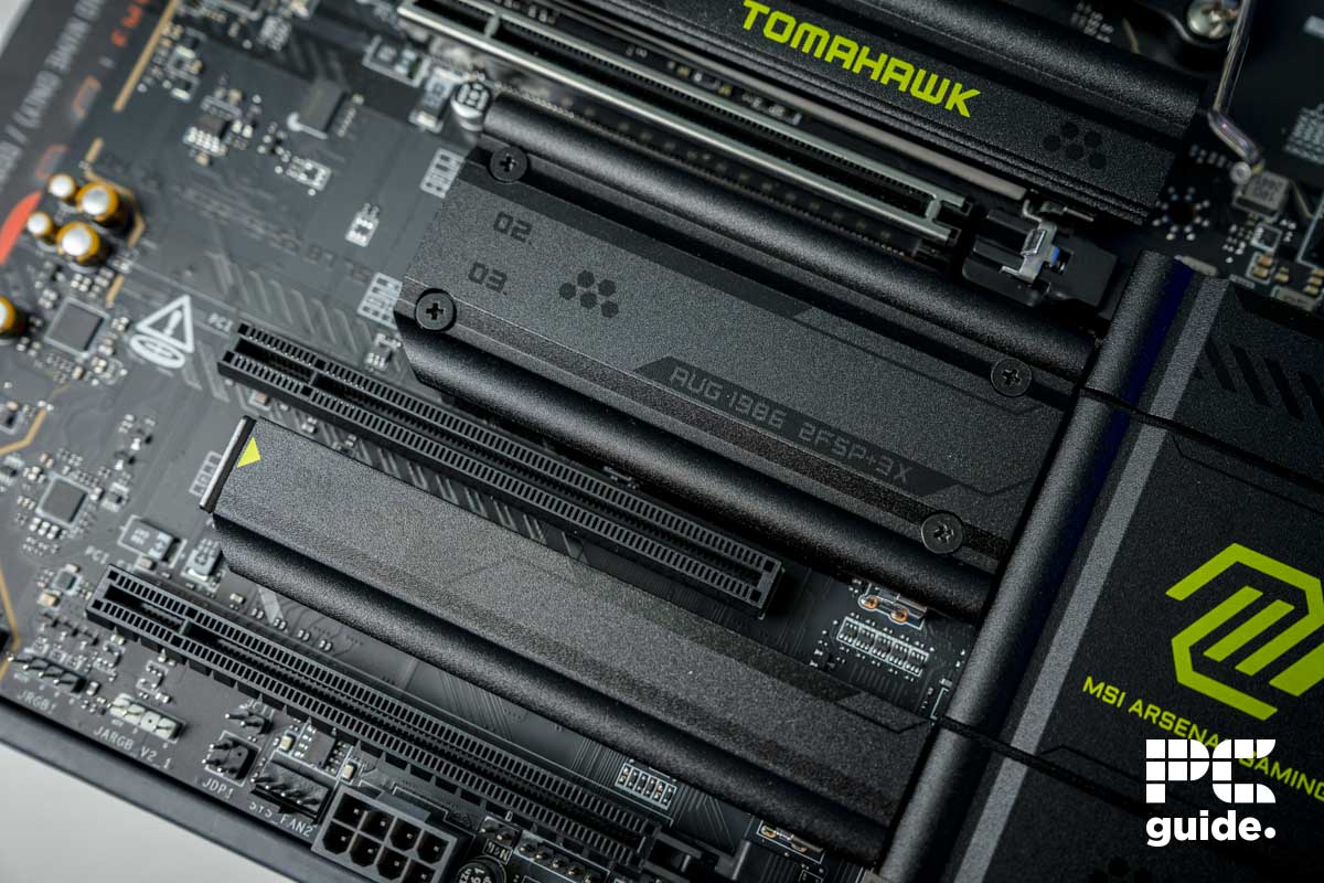 MSI MAG X870E Tomahawk WiFi PCIe slots, Image by PC Guide
