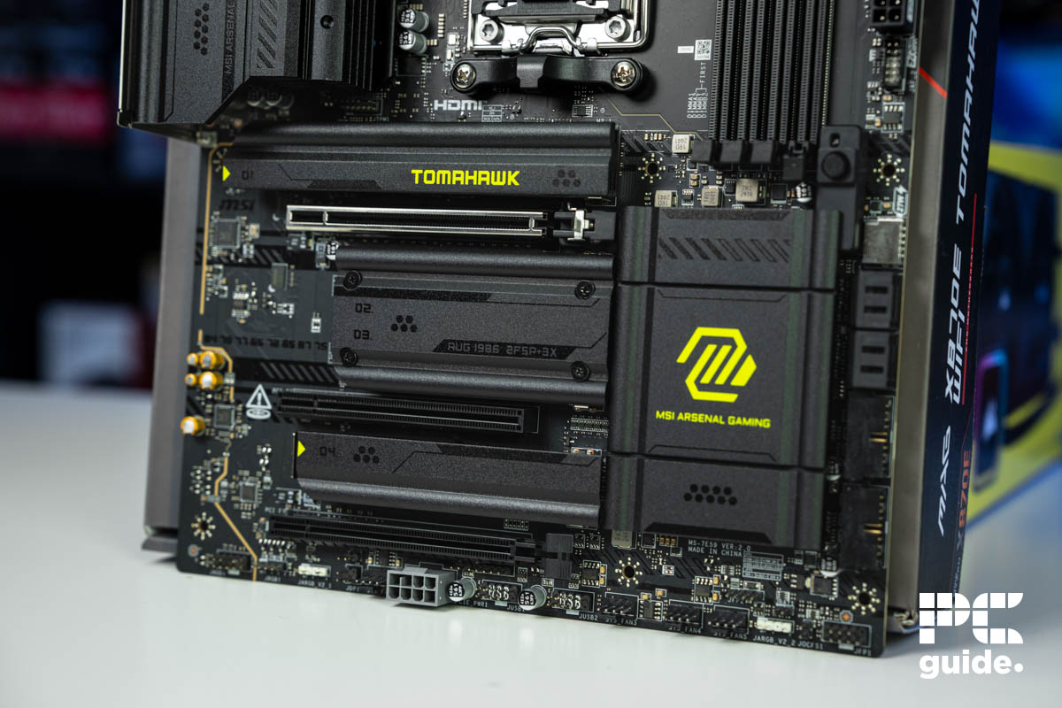 MSI MAG X870E Tomahawk WiFi bottom half, Image by PC Guide