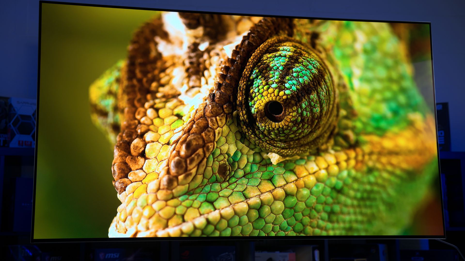 LG G5 OLED TV displaying colour/picture test