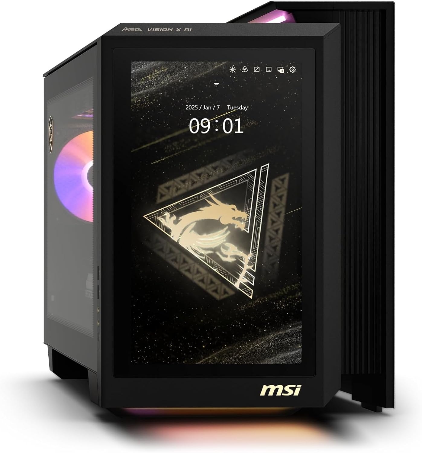 MSI MEG Vision X AI gaming PC front