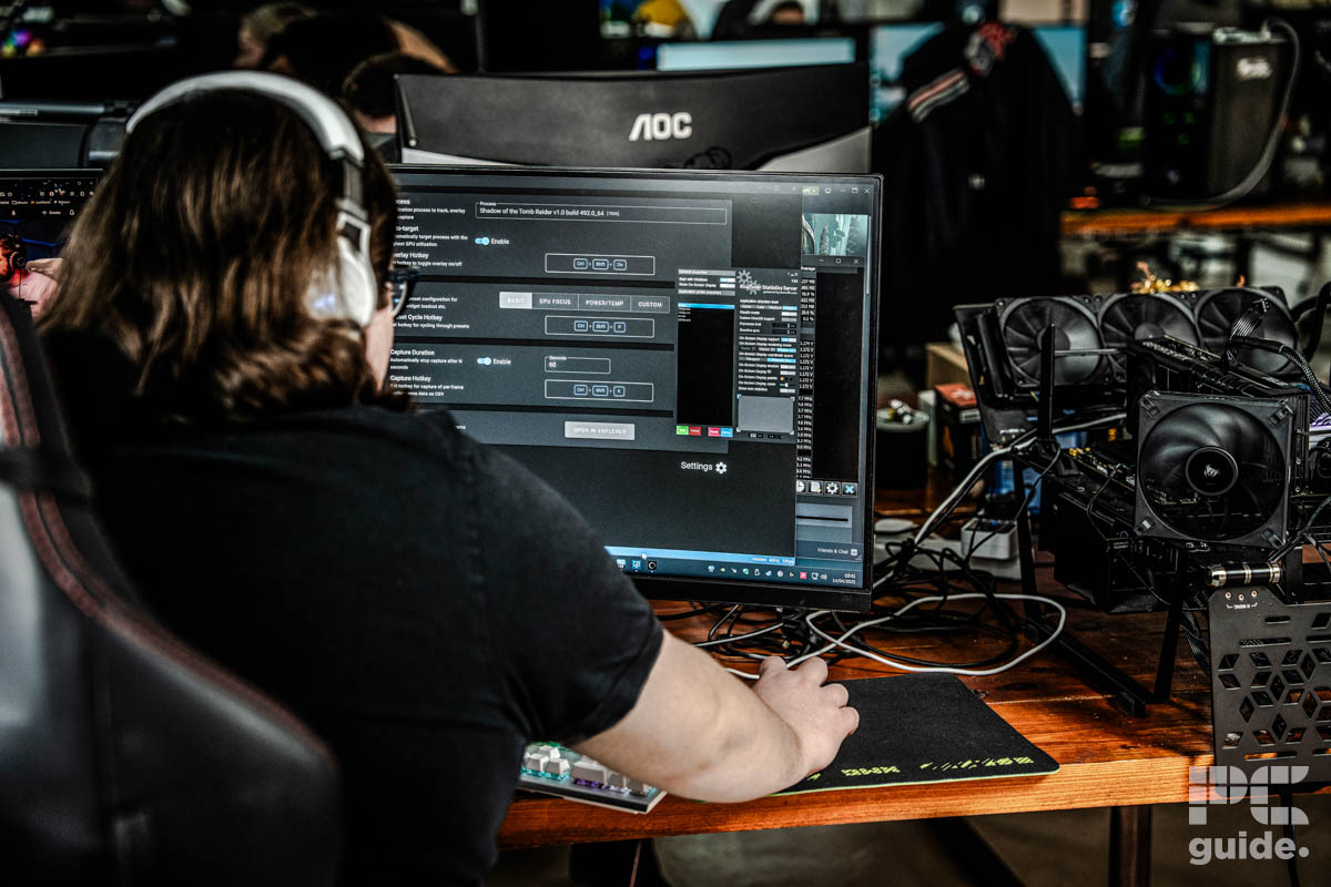 ASUS Prime RTX 5060 Ti 16GB OC Seb testing over shoulder, Image by PC Guide