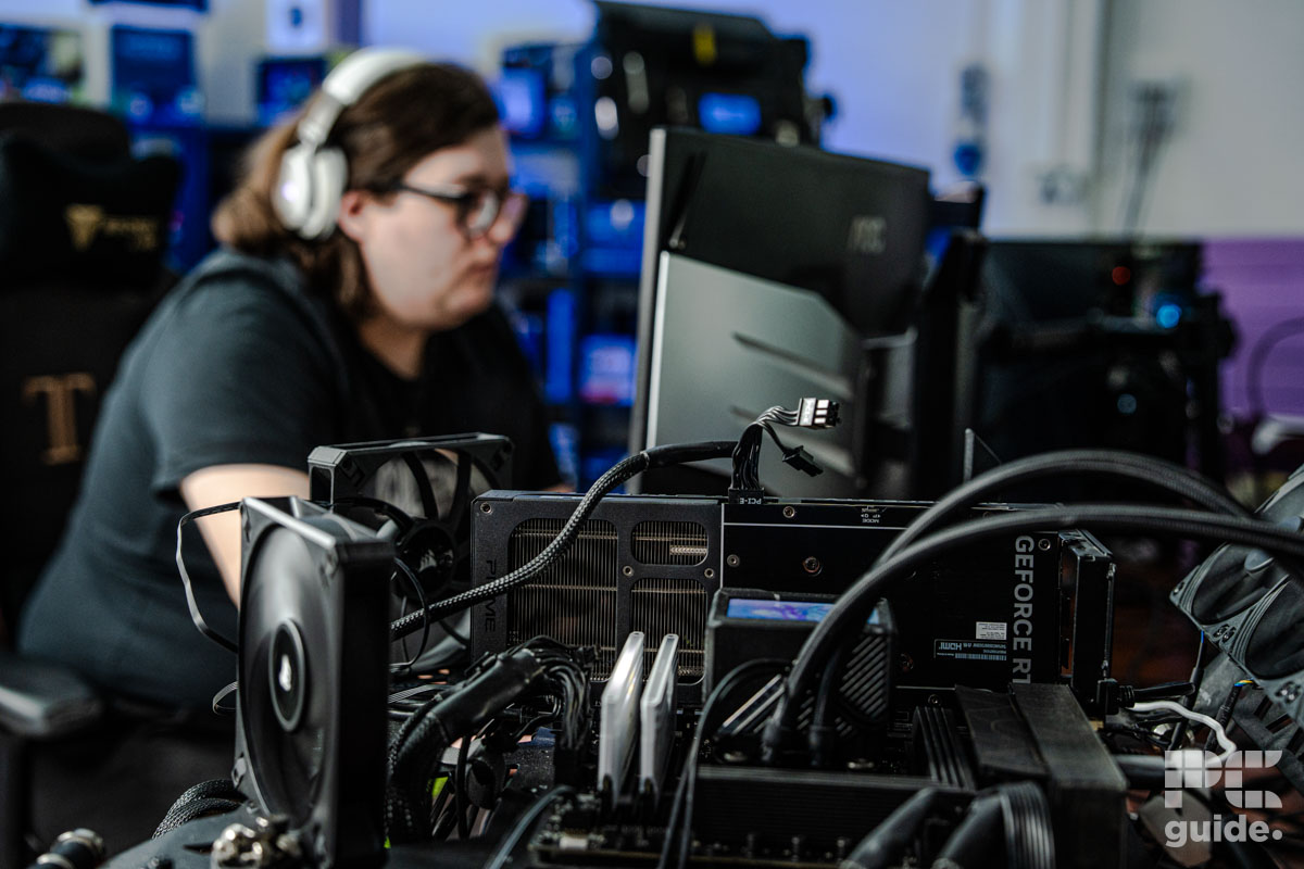 ASUS Prime RTX 5060 Ti 16GB OC Seb testing side on, Image by PC Guide
