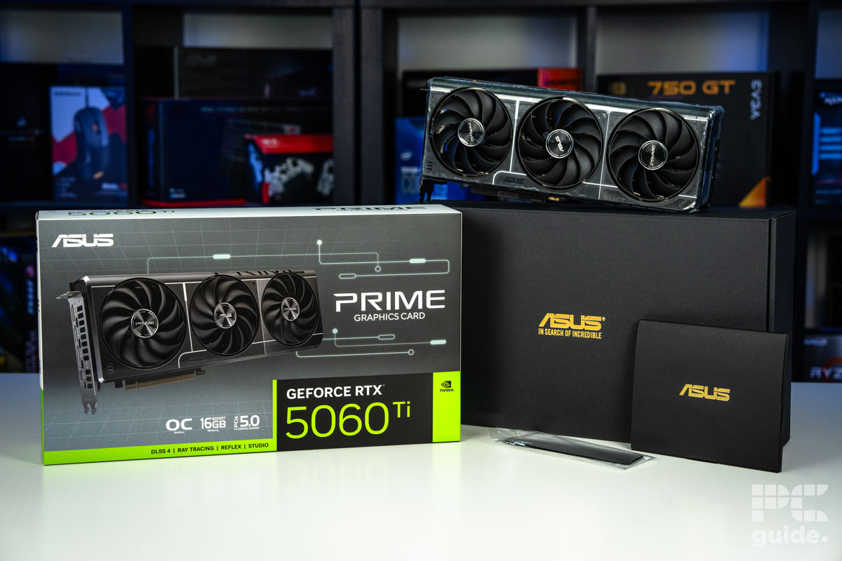 ASUS Prime RTX 5060 Ti 16GB OC box contents, Image by PC Guide