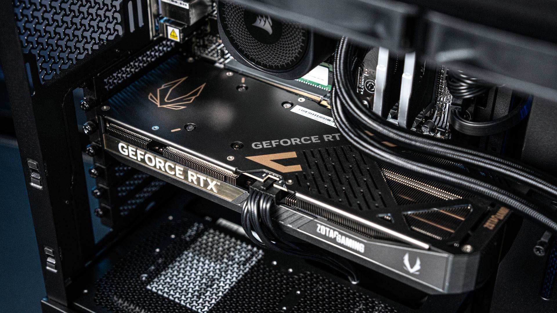 Zotac Gaming Nvidia GeForce RTX graphics card inside gaming PC