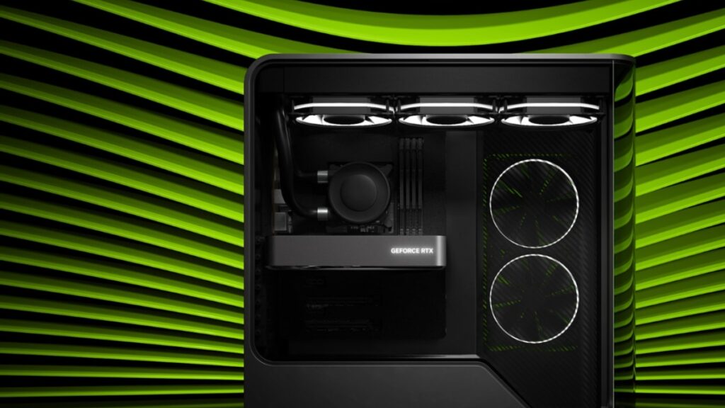 Gaming PC with Nvidia GeForce RTX graphics card installed