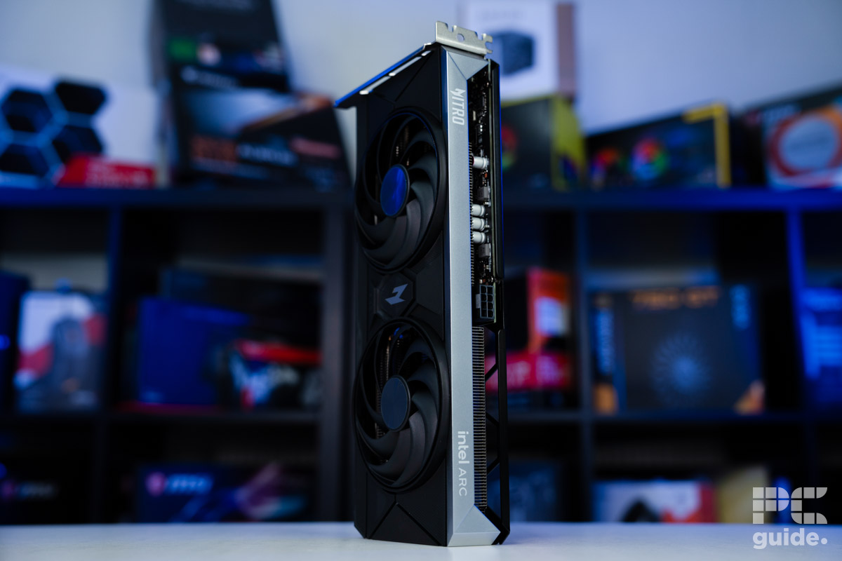 Acer Nitro Intel Arc B580 standing edge, Image by PC Guide
