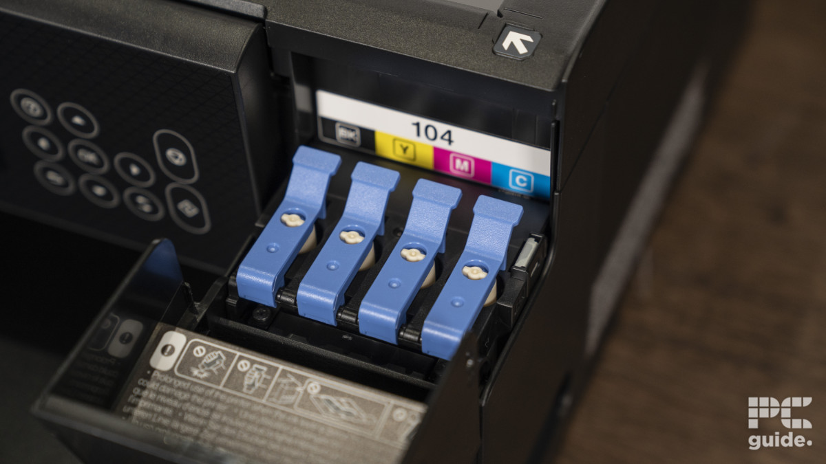 Epson EcoTank ET-2820 ink tank caps, Image by PC Guide