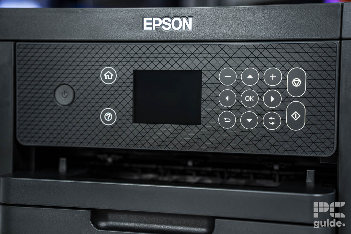 Epson XP-5200 display and buttons, Image by PC Guide