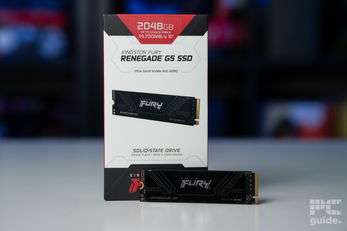 Kingston FURY Renegade G5 in front of box, Image by PC Guide
