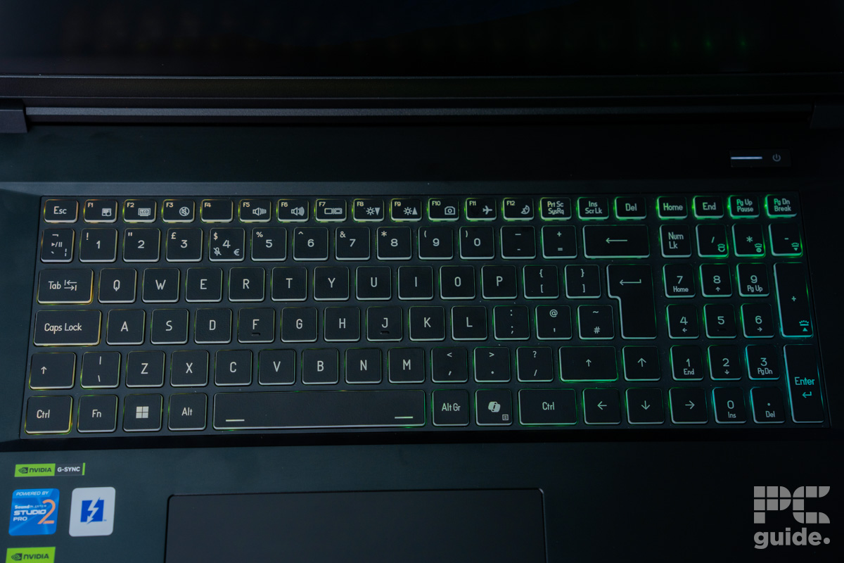 Pinnacle X580WNT-G keyboard, Image by PC Guide