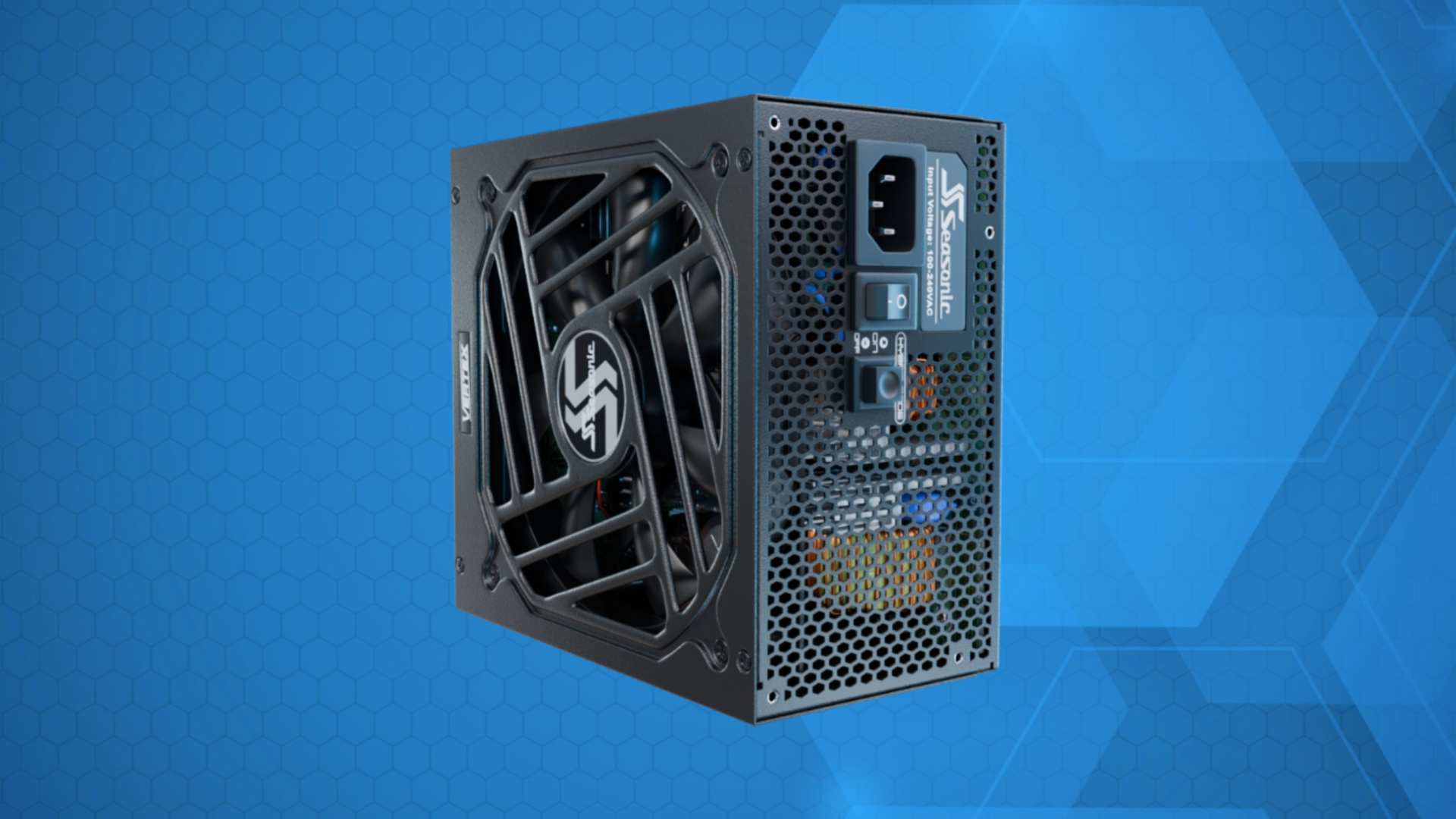Seasonic power supply with blue background