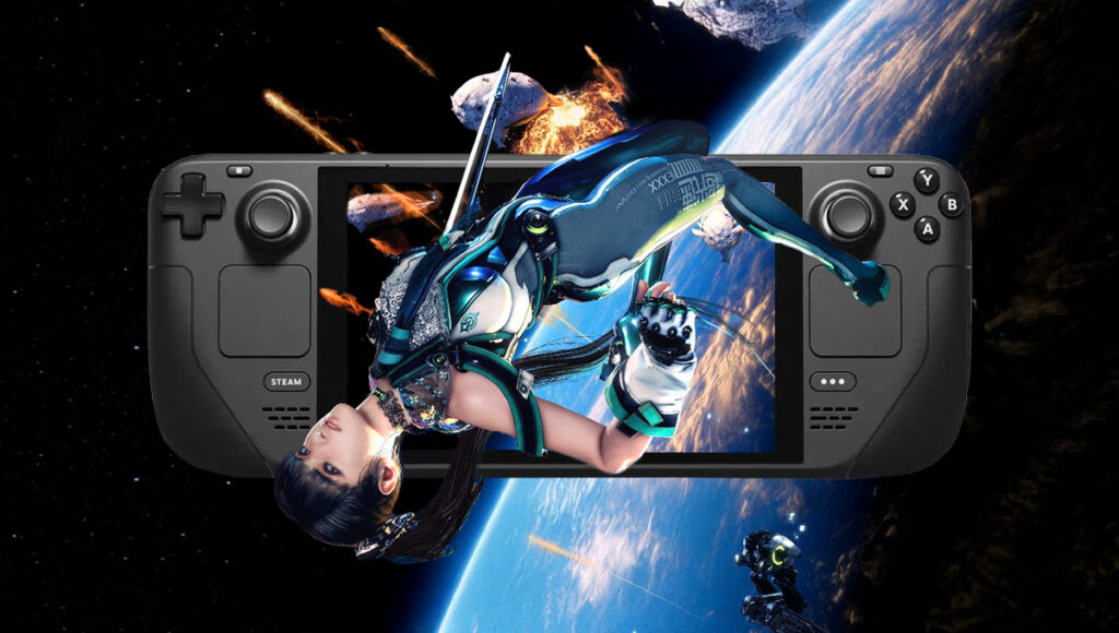 Photo of Stellar Blade with Steam Deck in background