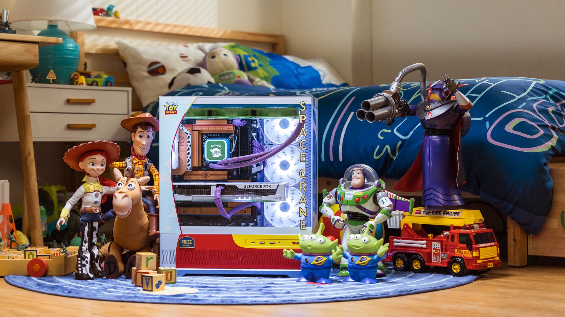 Toy Story-themed gaming PC from MSI with characters from the film, source: MSI