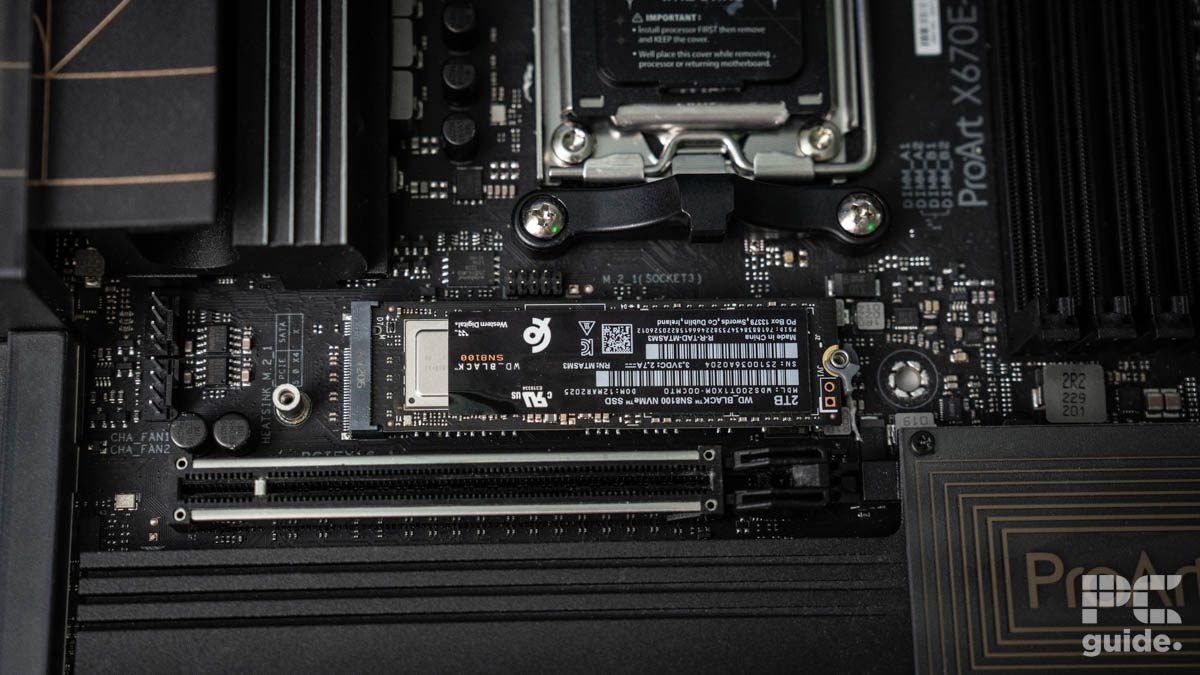 WD_Black SN8100 NVme SSD installed into a ProArt motherboards slot.