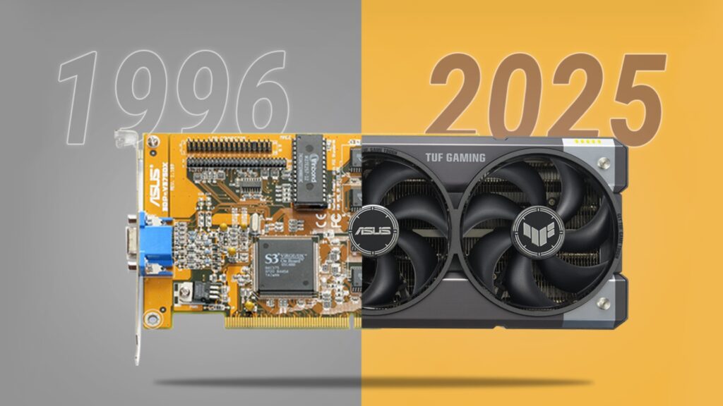 ASUS 375 and TUF Gaming GeFroce RTX 5080 graphics card splitscreen, source: ASUS