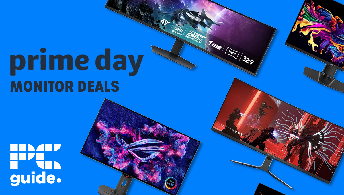 photo of prime day monitors and PC guide logo