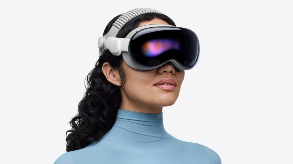 Apple Vision Pro headset being worn, credit: Apple