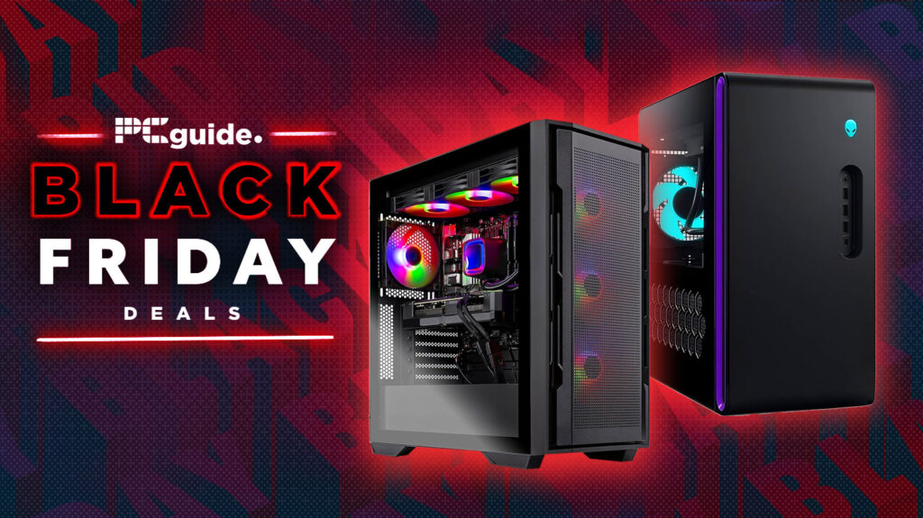Gaming PCs on a black friday themed back ground