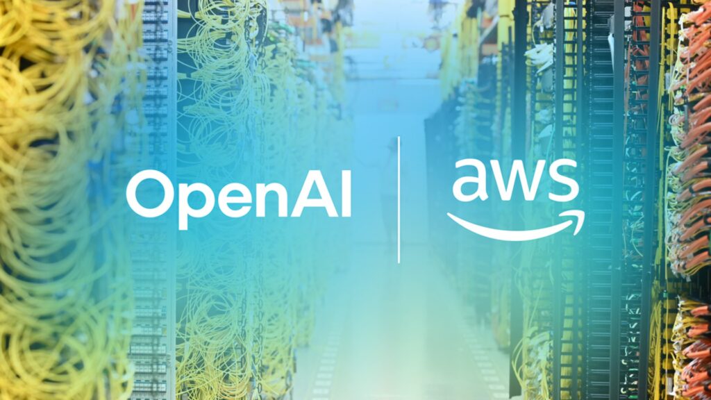 OpenAI and AWS logos with data center backdrop, source: Amazon
