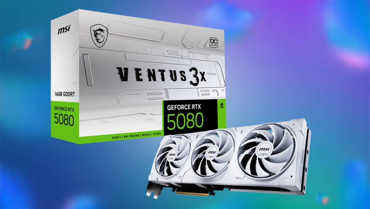 All-white MSI Ventus RTX 5080 overclocked graphic card is at its